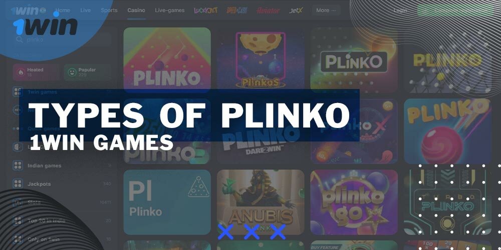 What variations of the Plinko game are available to players from India on the 1Win platform?